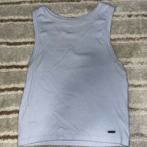 cropped light blue top